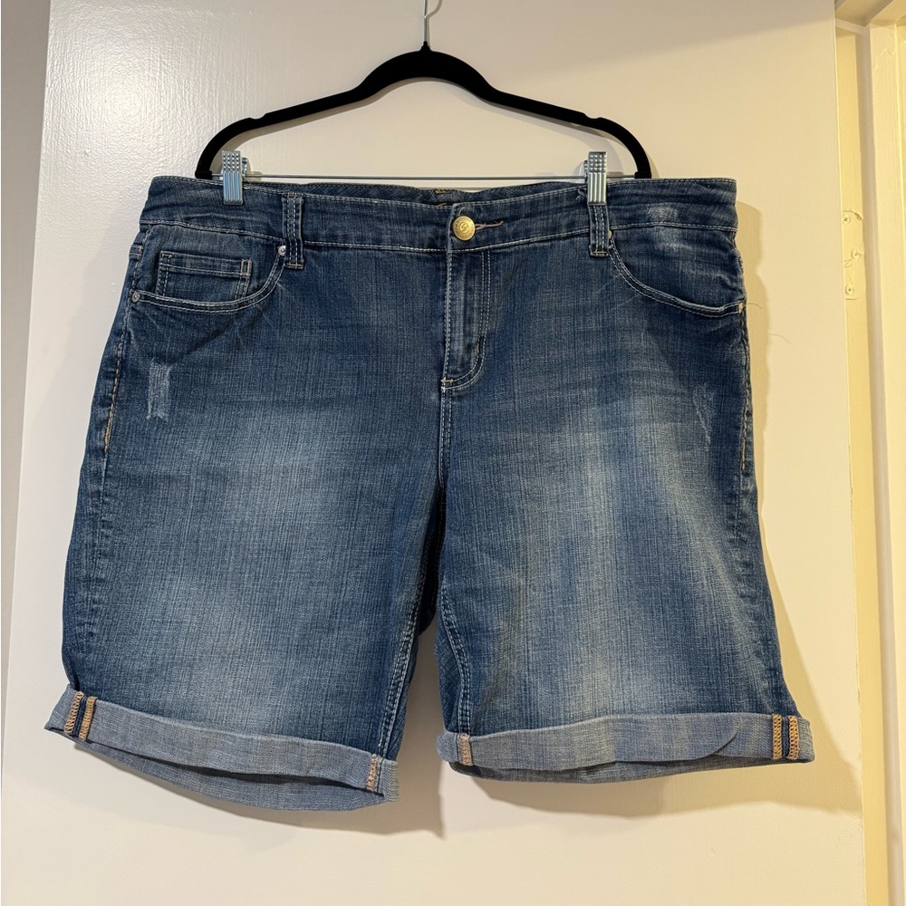 Seven7 Jeans Denim Blue Women's Shorts size 20 mid length